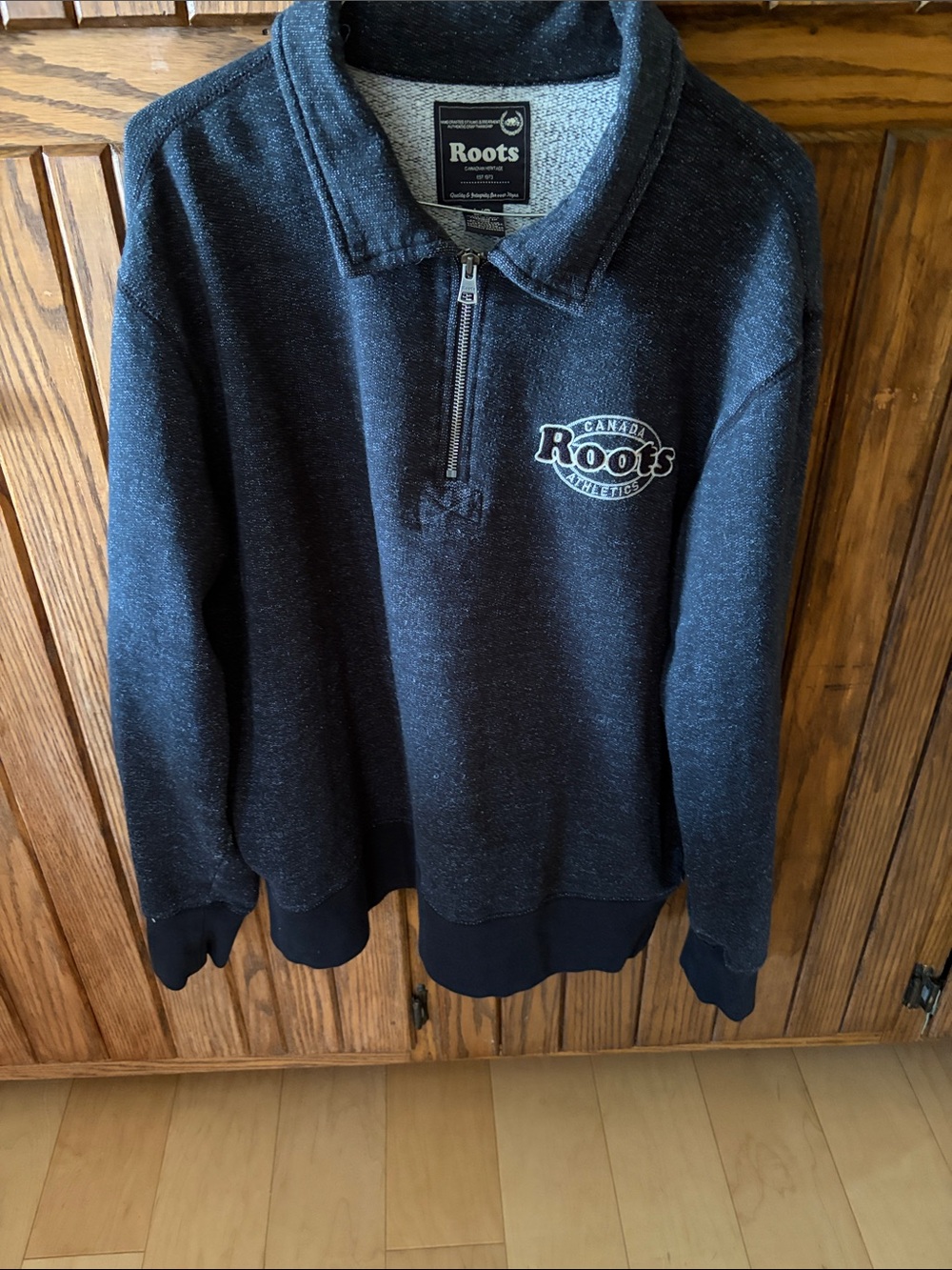 Roots Men's Half-Zip Sweater Jacket - Black Heather size large